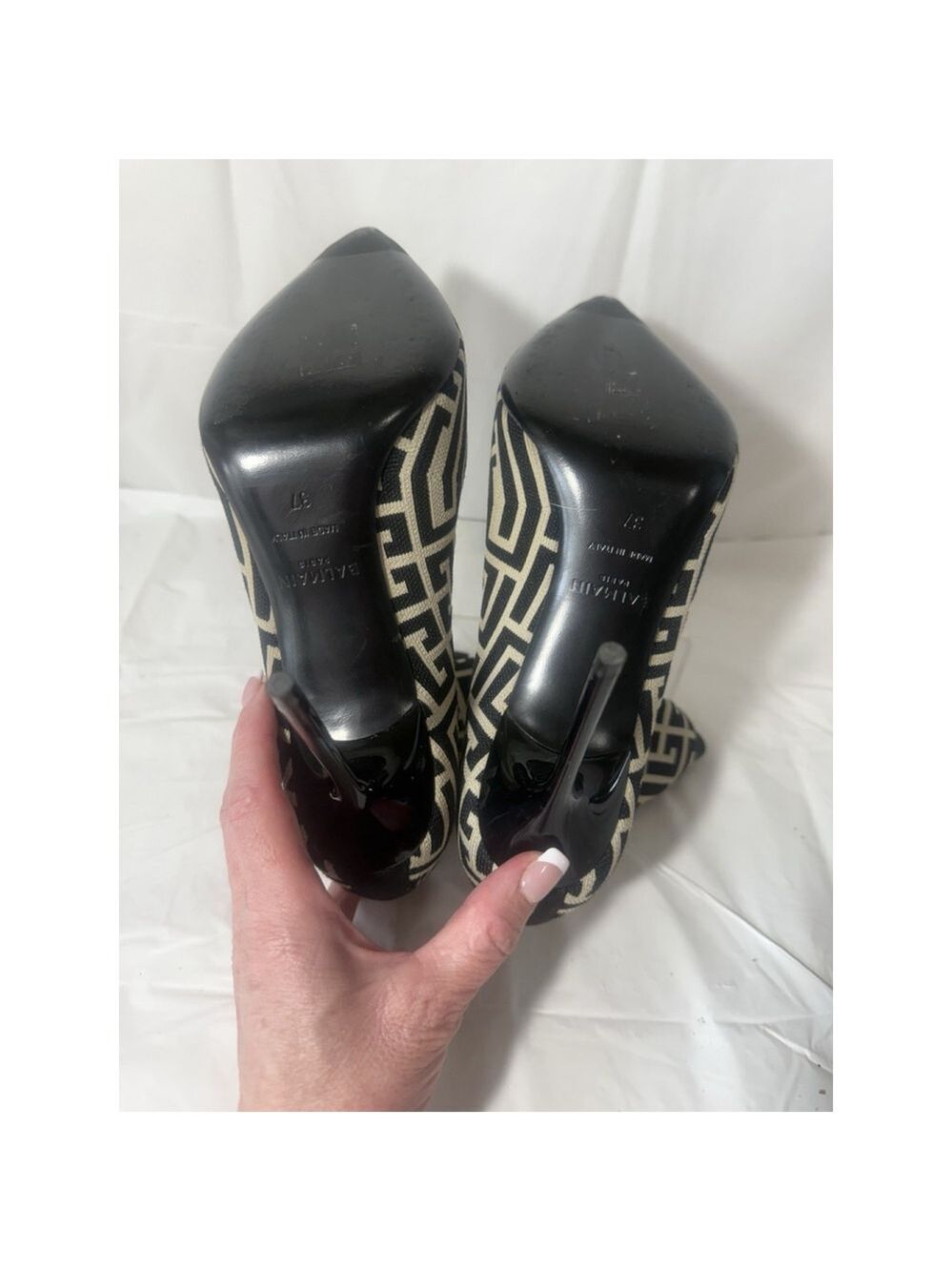 Balmain Skye Stretch Knit Ankle Boots EU 37 Monogram Pattern Made in Italy - Picture 3 of 16